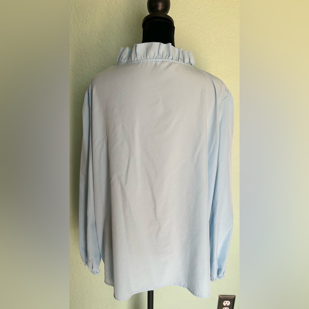 Light Blue Ruffled Blouse - Picture 6 of 9